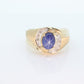10k Star Sapphire diamond ring. 10k Yellow Gold Nugget Mens Star Sapphire Cabochon signet ring. st(132)