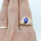 10k Star Sapphire diamond ring. 10k Yellow Gold Nugget Mens Star Sapphire Cabochon signet ring. st(132)