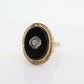 Onyx and Diamond Ring. Art Deco Onyx Bezel. 14k Gold Arthritic Knuckle Fit ring. Finger Fit 14k Shank. Adjustable Fat Knuckle ring. st(225)