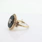 Onyx and Diamond Ring. Art Deco Onyx Bezel. 14k Gold Arthritic Knuckle Fit ring. Finger Fit 14k Shank. Adjustable Fat Knuckle ring. st(225)