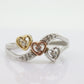10k Triple Heart Diamond Cluster ring. 10k yellow gold with Rose gold middle heart white gold. st(46)