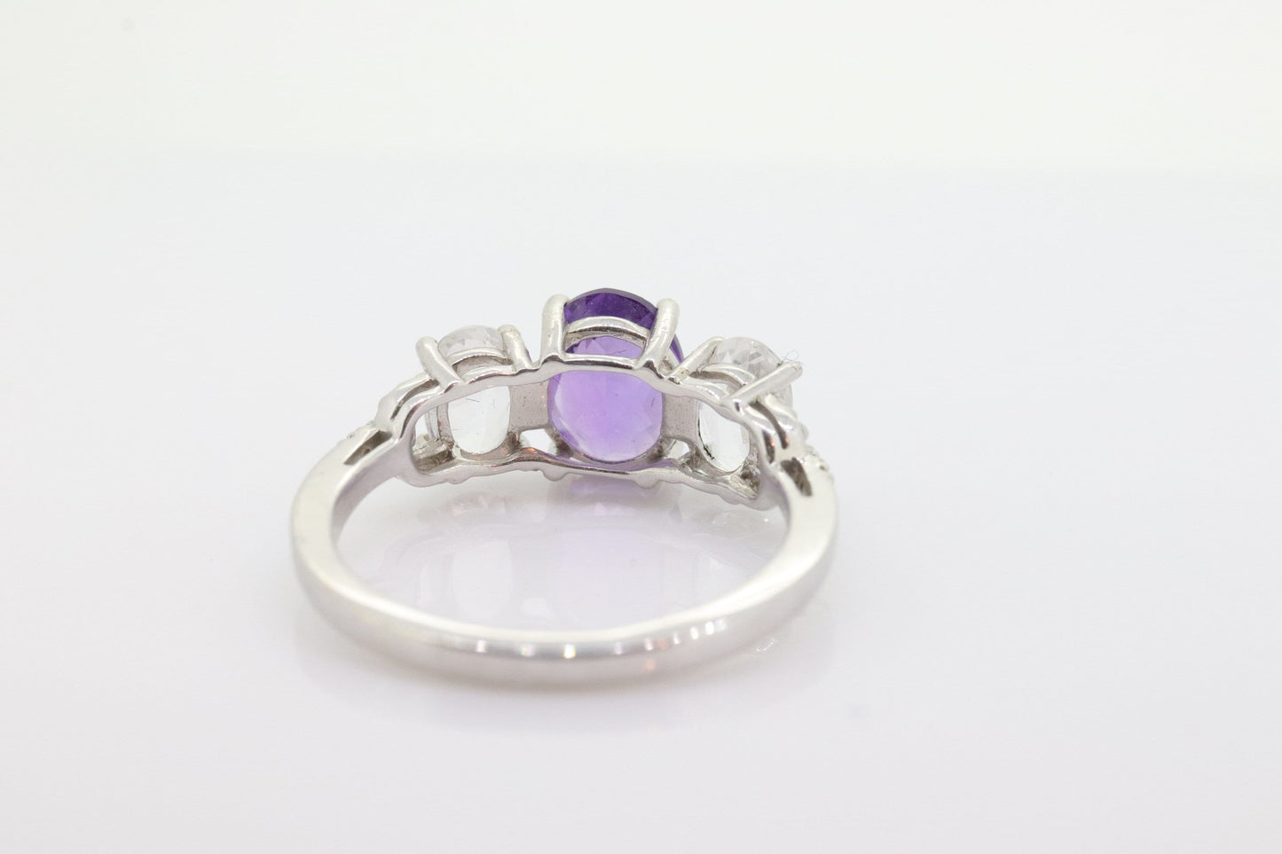 Multi-Color Gem Ring. 10k Trilogy ring. Amethyst Sapphire Ring. Triple Three gem ring. st(50)