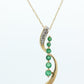 10k Gold 6 emerald Journey Pendant and necklace. Round Green Emerald Graduating Journey Pendant. St(75)