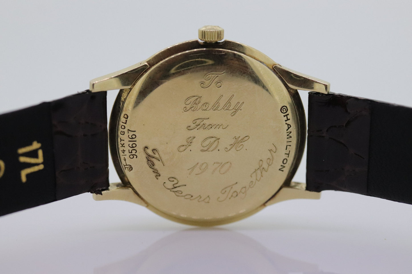 HAMILTON THIN o MATIC Watch. 14k Yellow Gold Round Hamilton wristwatch. Hamilton 956167 Mens watch.