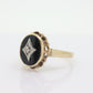 10k ONYX and diamond ring. Oval Onyx bezel set victorian mourning ring. st(196)