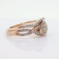 10k Rose Gold Diamond Wedding Ring set. Diamond Cluster Halo Wedding Set. Engagement set. Bridal Set rings. Eternity band. st(184)