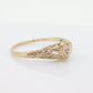 10k Heart Diamond ring. 10k yellow gold Filigree diamond band. Tiny Diamond Heart ring. st(75)