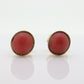 Coral Earrings. 14k Coral Orange STUD Earrings. Coral Cabochon Bezel set design. st(65)