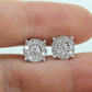 Diamond HALO 1ct Diamond Cluster Earrings. 14k White Gold Daisy stud earrings. Diamond Stud 14k Gold Earrings. st(161)