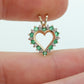 Emerald Diamond heart pendant. 10k Yellow Gold Emerald and Diamond Open Heart Charm. st(28)