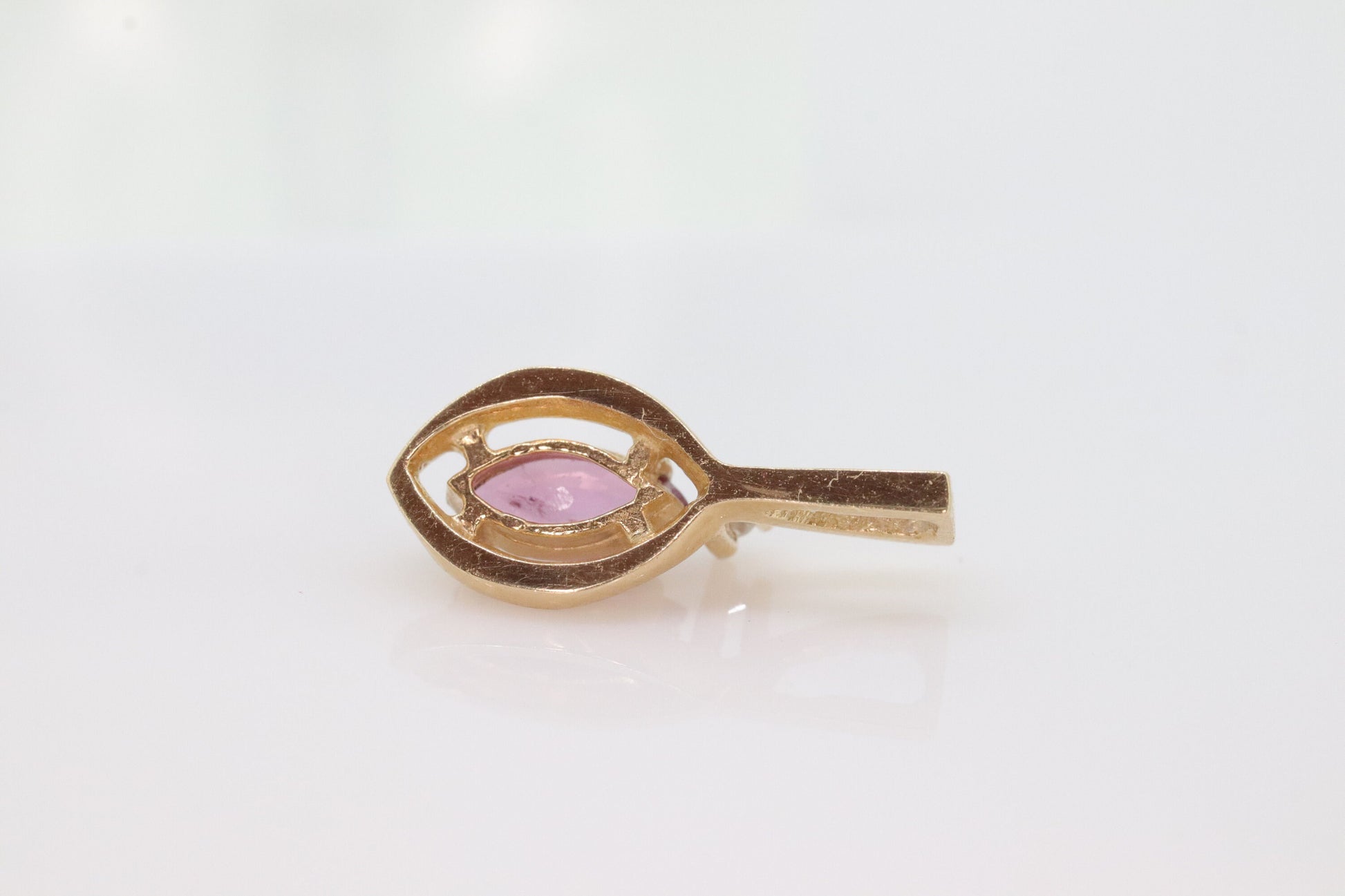 Ruby and diamond pendant. 14k precious marquise ruby pendant. st(25)