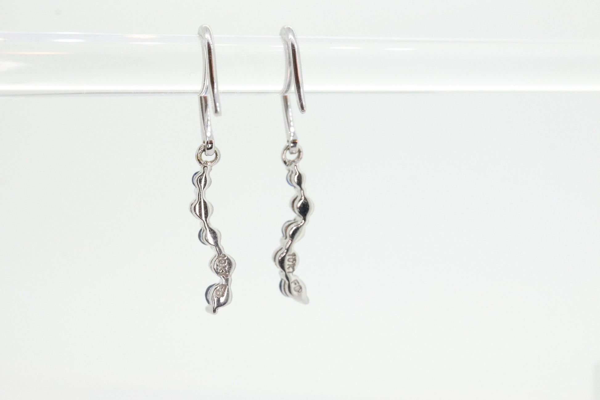 10k Sapphire and Diamond Dangle Earrings. Journey Sapphire Diamond Drop Earrings. st(46)