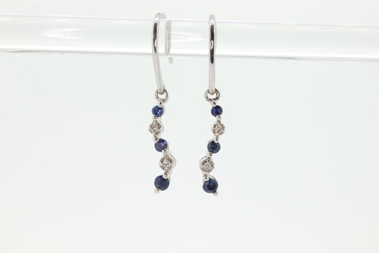 10k Sapphire and Diamond Dangle Earrings. Journey Sapphire Diamond Drop Earrings. st(46)