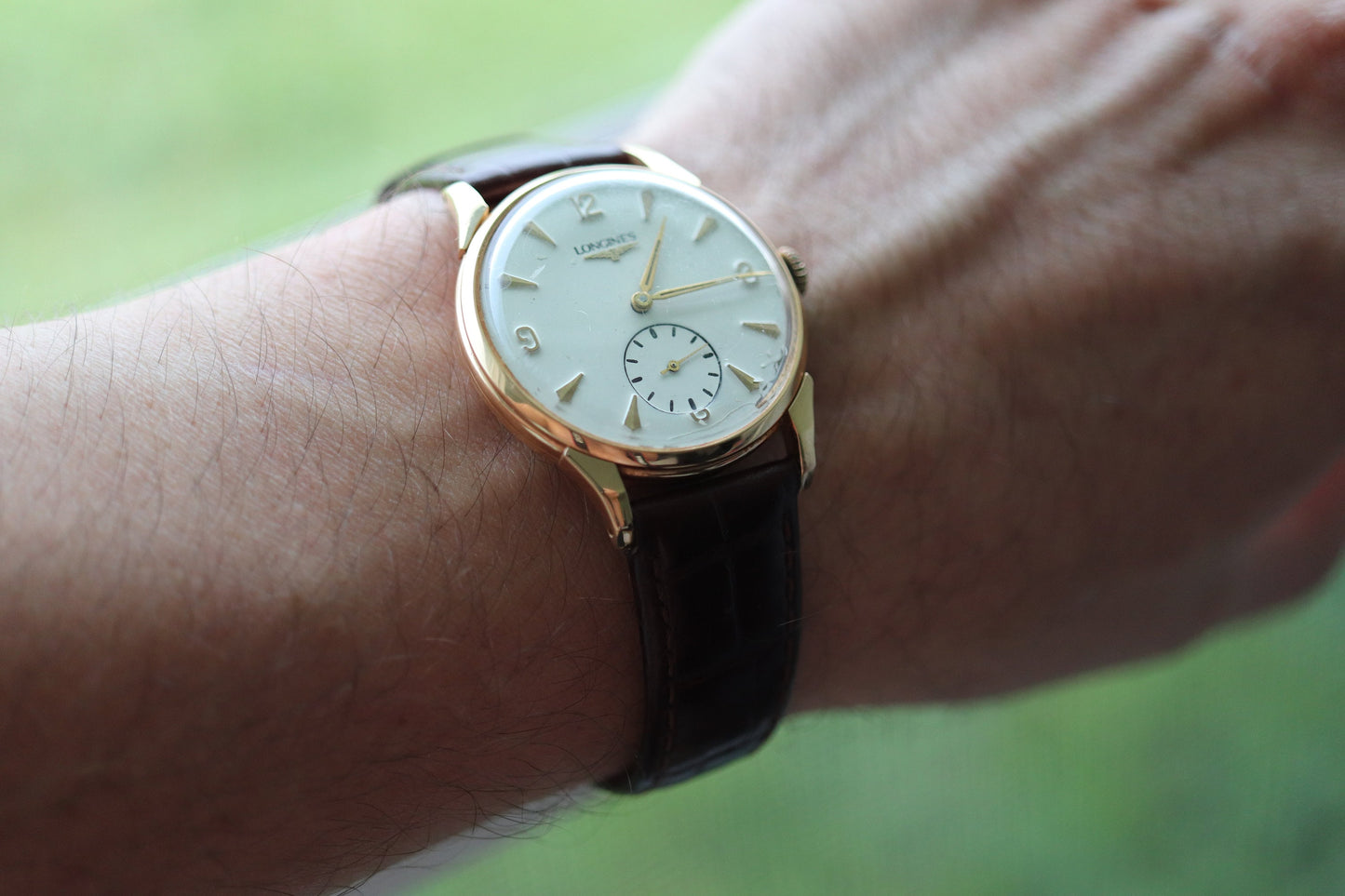 18K LONGINES Watch. Longines 18k Rose Gold Manual Watch. 30 Caliber 35mm ROUND Case