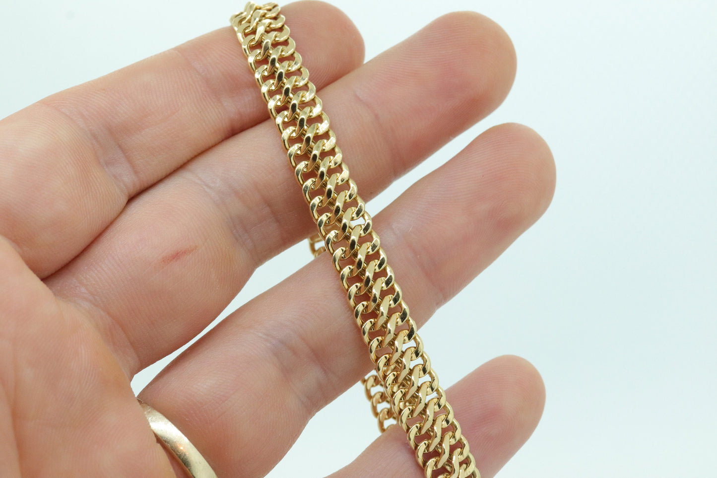 18k MILOR Infinity Wide Double LINK Chain Bracelet. 18k Infinity S Specialty Link Bracelet ITALY. st(167)