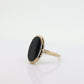 10k ONYX ring. Bezel set Slim Oval Onyx signet ring. 1930s Vintage. Mourning ring. st(55)