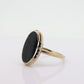 10k ONYX ring. Bezel set Slim Oval Onyx signet ring. 1930s Vintage. Mourning ring. st(55)