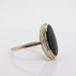 10k ONYX ring. Bezel set Slim Oval Onyx signet ring. 1930s Vintage. Mourning ring. st(55)