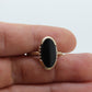 10k ONYX ring. Bezel set Slim Oval Onyx signet ring. 1930s Vintage. Mourning ring. st(55)
