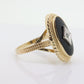 10k ONYX and diamond ring. Oval Onyx bezel set victorian mourning ring. PSCO. st(86)