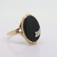 10k ONYX and diamond ring. Shooting Star Onyx ring. Oval Large Onyx bezel set victorian mourning ring. 1950s Ring. st(53)