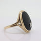 10k ONYX and diamond ring. Shooting Star Onyx ring. Oval Large Onyx bezel set victorian mourning ring. 1950s Ring. st(53)