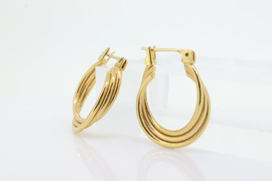 10k Gold HOOP Earrings. 10k Yellow Gold Triple HOOP earrings Twisted design. . st63