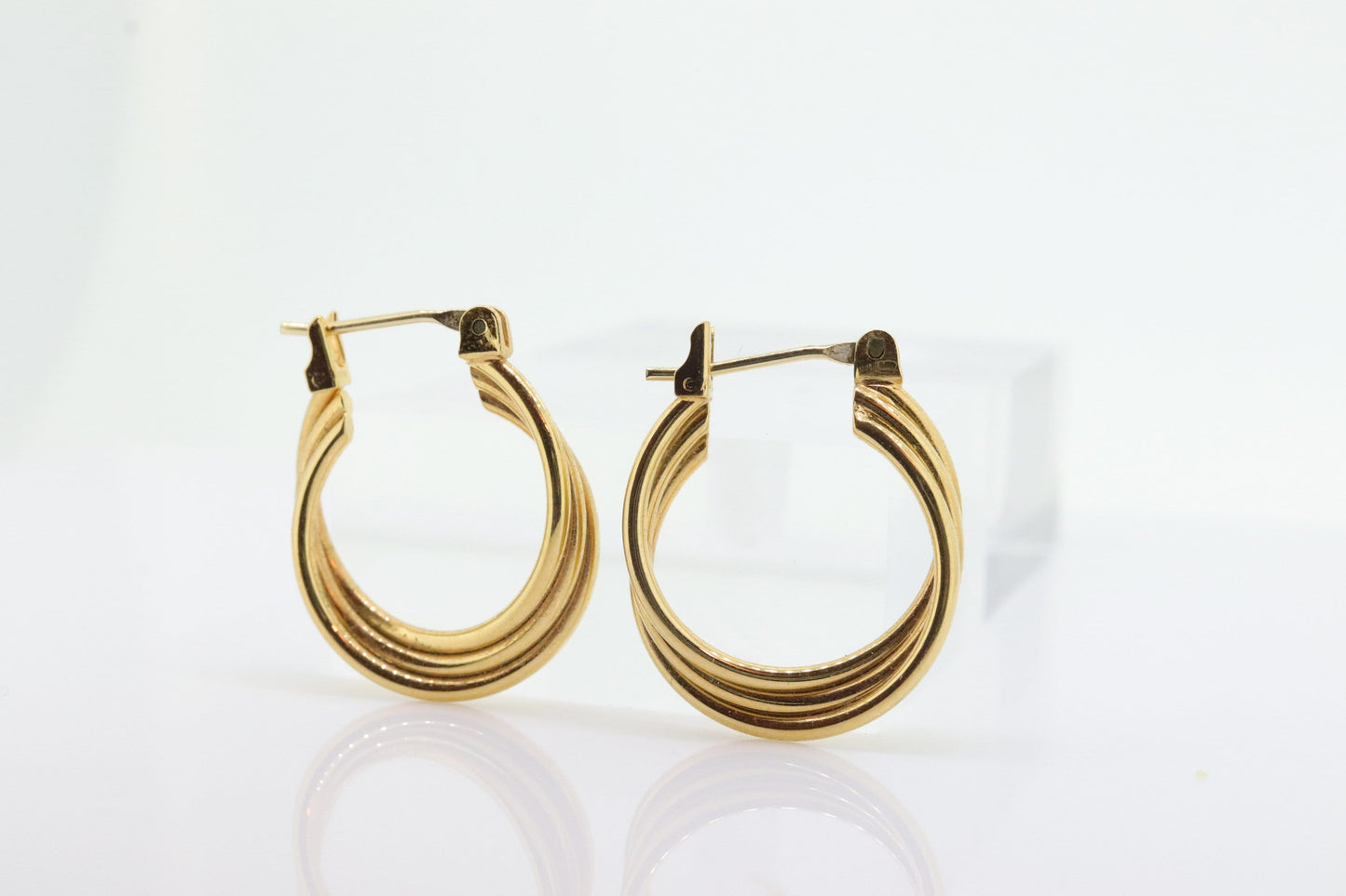 10k Gold HOOP Earrings. 10k Yellow Gold Triple HOOP earrings Twisted design. . st63