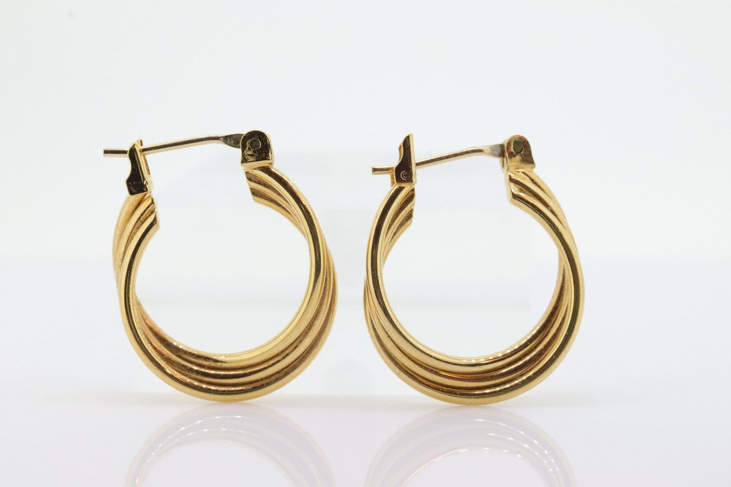 10k Gold HOOP Earrings. 10k Yellow Gold Triple HOOP earrings Twisted design. . st63