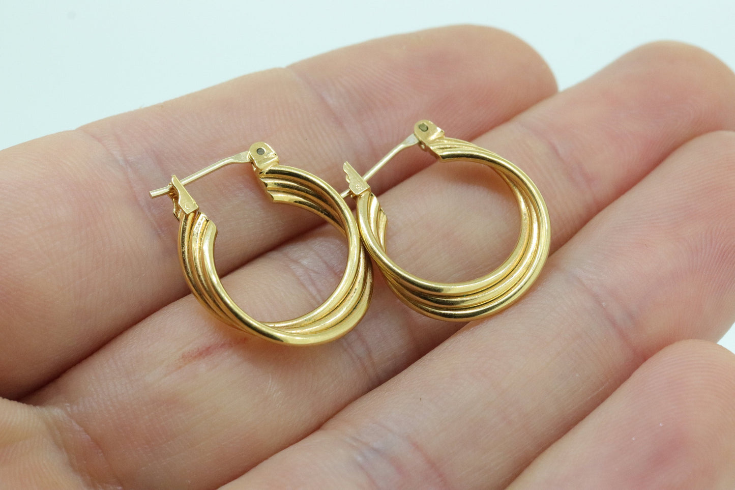 10k Gold HOOP Earrings. 10k Yellow Gold Triple HOOP earrings Twisted design. . st63