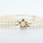 Pearl Bracelet Double Strand Pearls 14k yellow gold Pearl clasp. Flower Pearl Clasp Bracelet. Pearl Bracelet st(63)