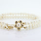 Pearl Bracelet Double Strand Pearls 14k yellow gold Pearl clasp. Flower Pearl Clasp Bracelet. Pearl Bracelet st(63)