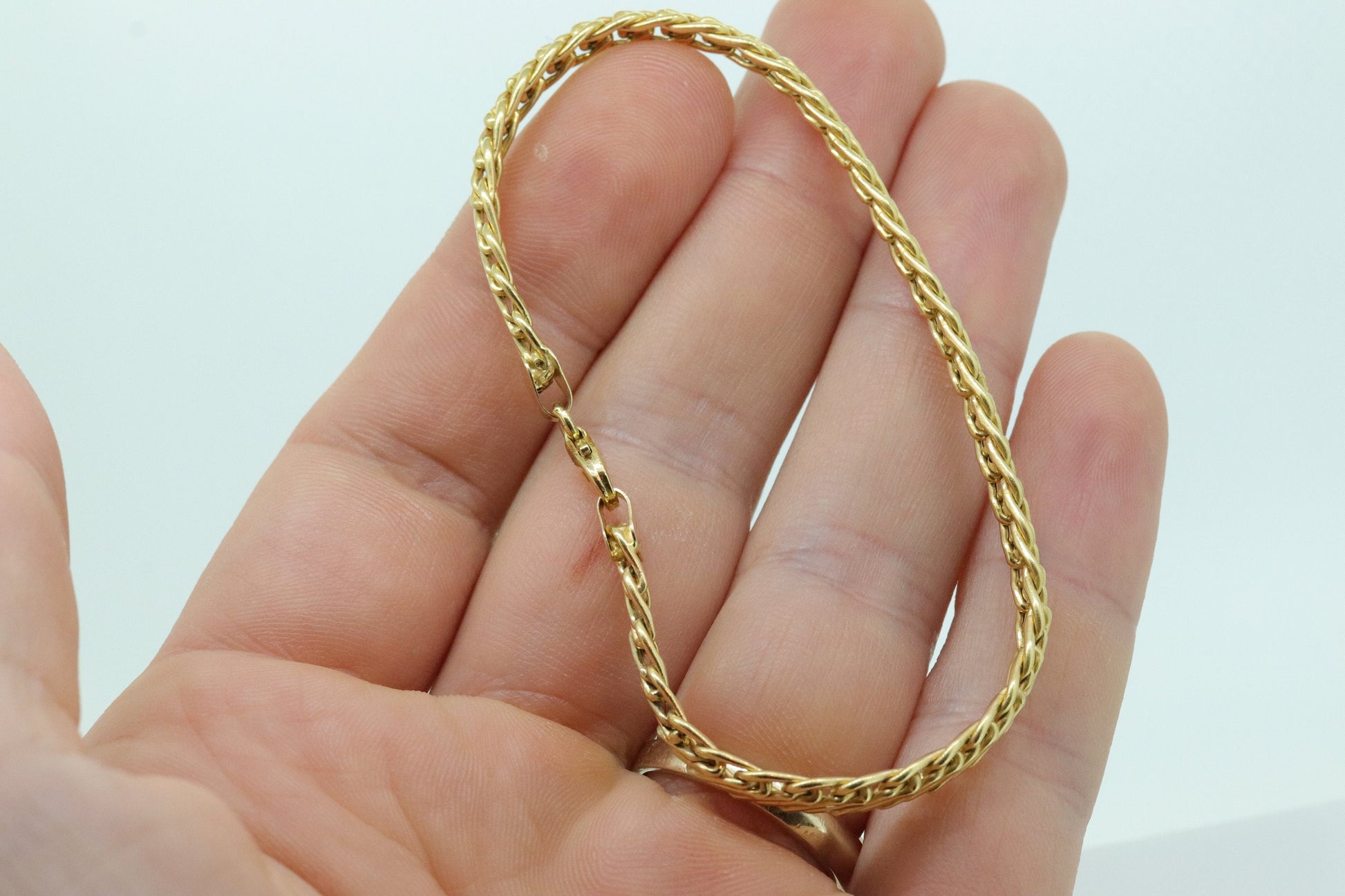 14k Double LINK Weave Chain Bracelet. 14k Specialty Link Bracelet ITALY. Railroad Woven Bracelet. st(121)