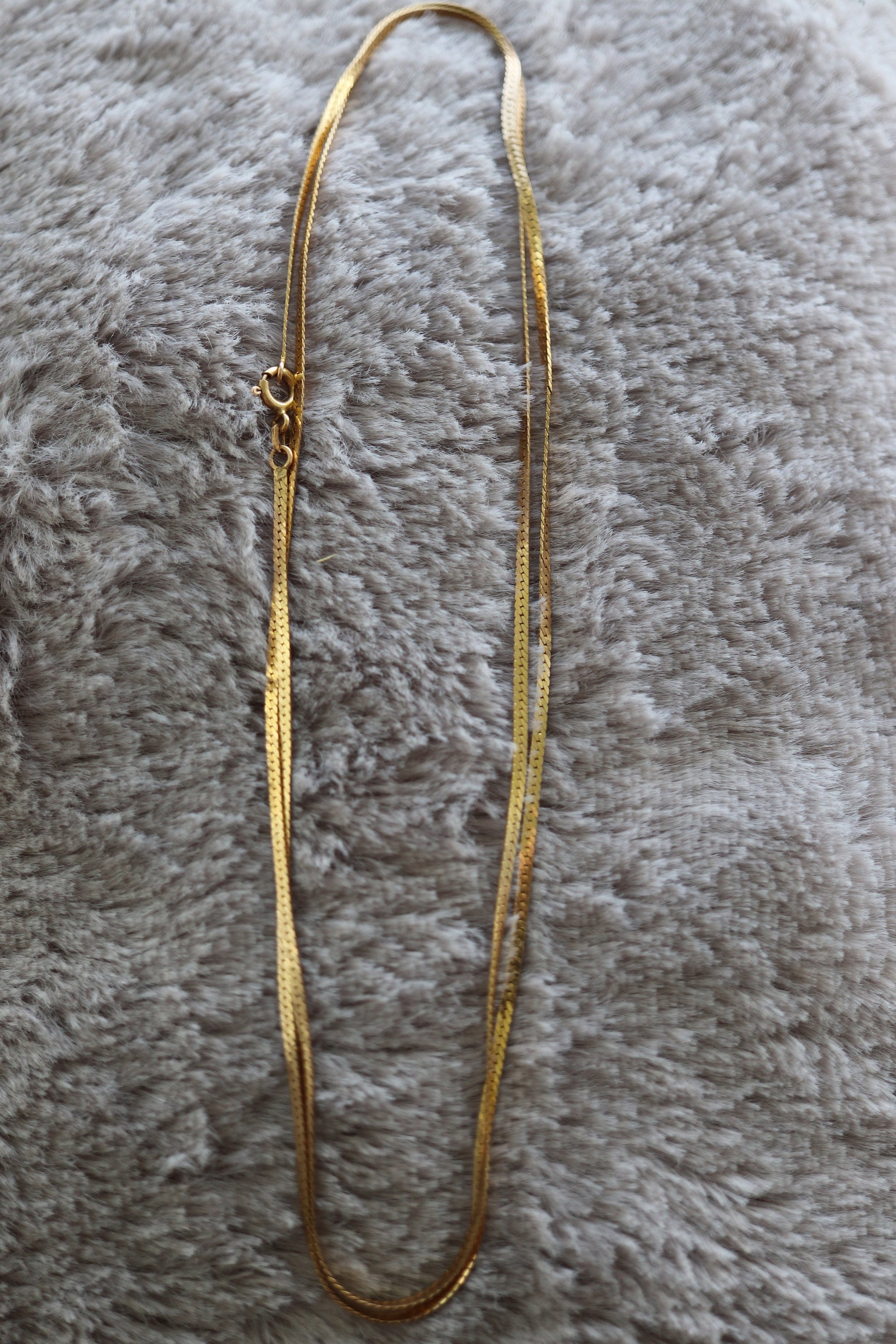 14k Herringbone Chain Necklace. 14k Yellow Gold Herringbone Long Chain. 2mm 30in 5.9gram st(41)