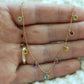 14k Bezel Gem Layered Necklace. Wonderful Dainty Dangling Candy Multi-Color Gem Necklace Chain. Topaz, Citrine, Garnet st(103/50)