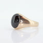 10k Garnet ring. 10k Yellow Gold Black RED Rhodolite Garnet Cabochon Bezel set signet ring. st(187)