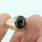 10k Garnet ring. 10k Yellow Gold Black RED Rhodolite Garnet Cabochon Bezel set signet ring. st(187)