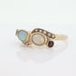 10k Victorian Opal Pearl Seed garnet ring. 10k Gold Victorian claw opal garnet ring. st(69)