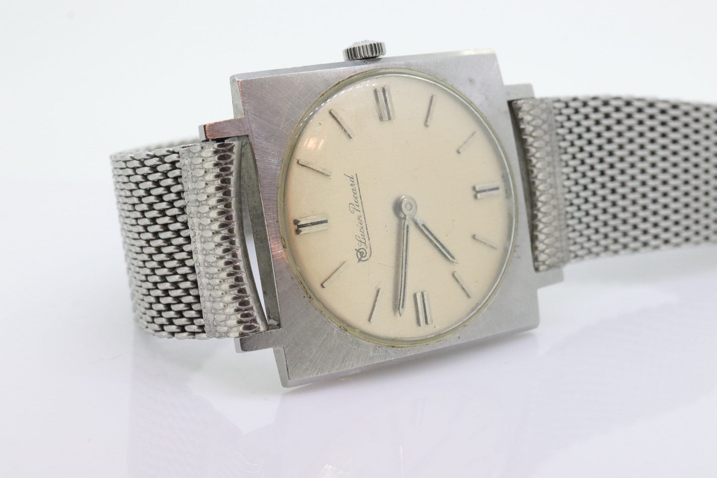 Lucien Piccard Square Tank Manual watch Mens. Stainless Steel. 72185 Windup.