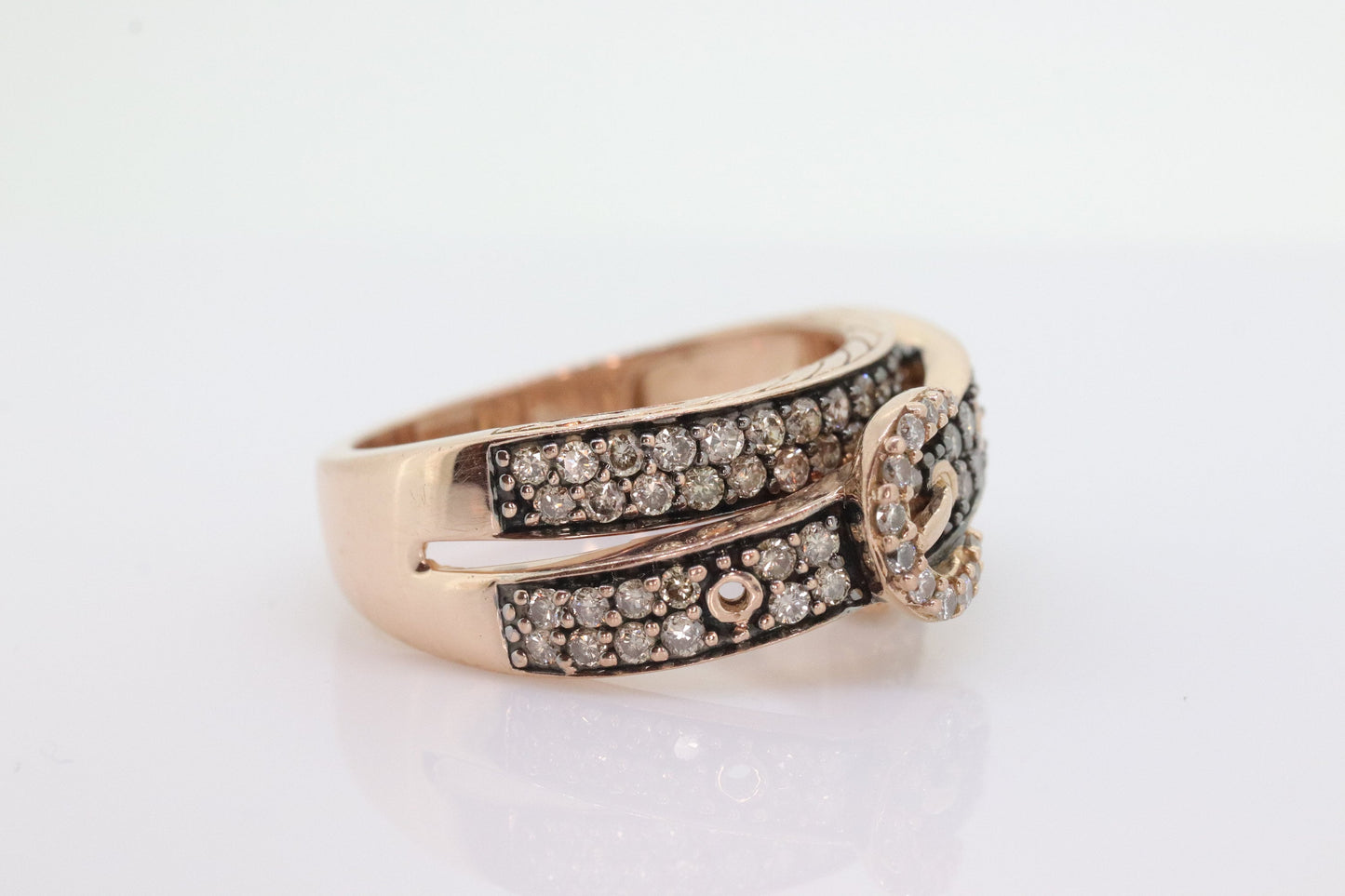 Le Vian Diamond Buckle Ring. 14k rose gold Levian Le Vian champagne chocolate diamond Buckle belt band. (265)