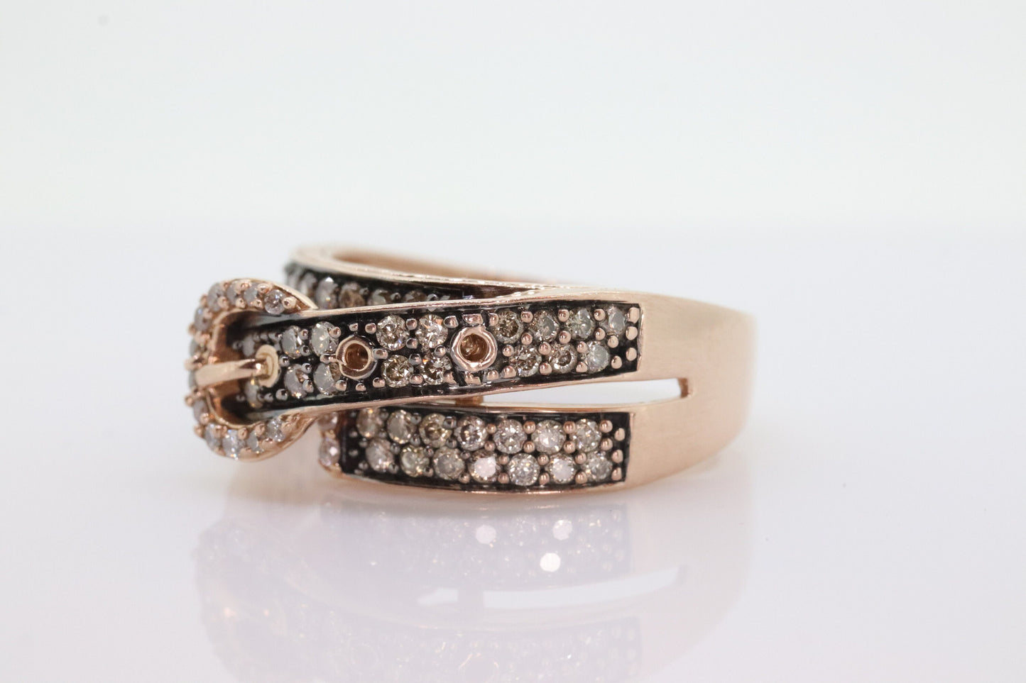 Le Vian Diamond Buckle Ring. 14k rose gold Levian Le Vian champagne chocolate diamond Buckle belt band. (265)