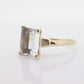 18k / 14K Aquamarine Solitaire ring. Genuine Natural Light Aquamarine Emerald cut gem. Vintage Aquamarine ring. st(98)