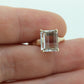 18k / 14K Aquamarine Solitaire ring. Genuine Natural Light Aquamarine Emerald cut gem. Vintage Aquamarine ring. st(98)
