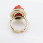 Carved Coral cameo bezel ring. 14k Gold Arthritic Knuckle Fit ring. Finger Fit 14k Shank. Adjustable Fat Knuckle ring. st(225)