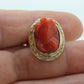 Carved Coral cameo bezel ring. 14k Gold Arthritic Knuckle Fit ring. Finger Fit 14k Shank. Adjustable Fat Knuckle ring. st(225)
