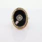 Onyx and Diamond Ring. Art Deco Onyx Bezel. 14k Gold Arthritic Knuckle Fit ring. Finger Fit 14k Shank. Adjustable Fat Knuckle ring. st(225)