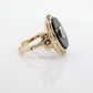 Onyx and Diamond Ring. Art Deco Onyx Bezel. 14k Gold Arthritic Knuckle Fit ring. Finger Fit 14k Shank. Adjustable Fat Knuckle ring. st(225)