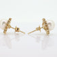 14k Pearl and Diamond stud earrings. Halo Pearl Diamond Elegant and Dainty Pearl diamond studs. st(92)