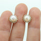 14k Pearl and Diamond stud earrings. Halo Pearl Diamond Elegant and Dainty Pearl diamond studs. st(92)