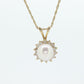 Pearl diamond pendant. 14k Pearl Genuine diamond halo pendant with cable necklace. Pearl Halo pendant Yellow gold. st(92)